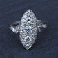 Antique Art Deco Platinum 27-Diamond Marquise Navette Dinner Ring 1.07 CWT Size