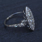 Antique Art Deco Platinum 27-Diamond Marquise Navette Dinner Ring 1.07 CWT Size