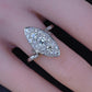 Antique Art Deco Platinum 27-Diamond Marquise Navette Dinner Ring 1.07 CWT Size