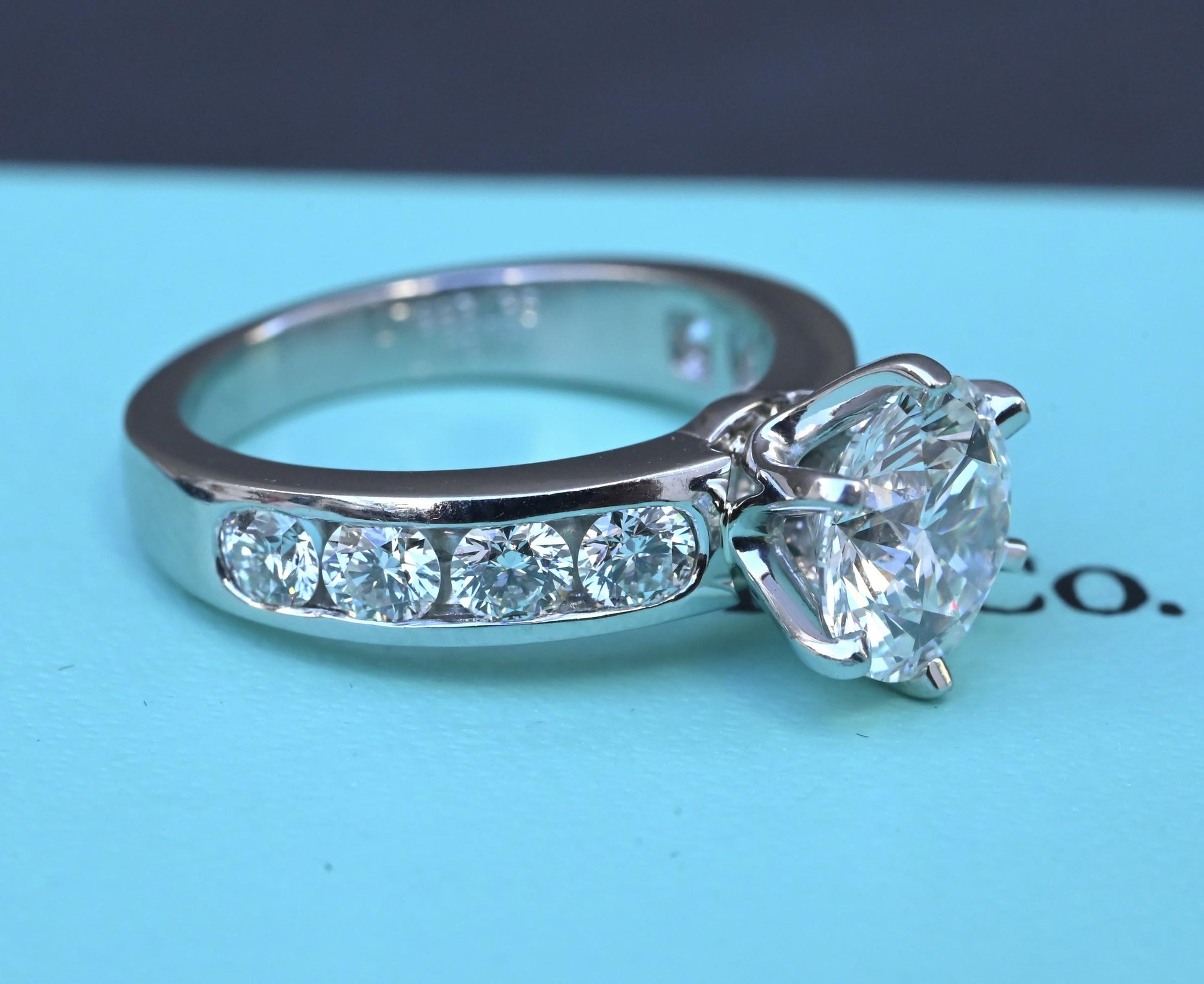 Tiffany & Co 2.51 TCW Platinum Diamond Engagement Ring 1.73ct G VS1 Complete Set
