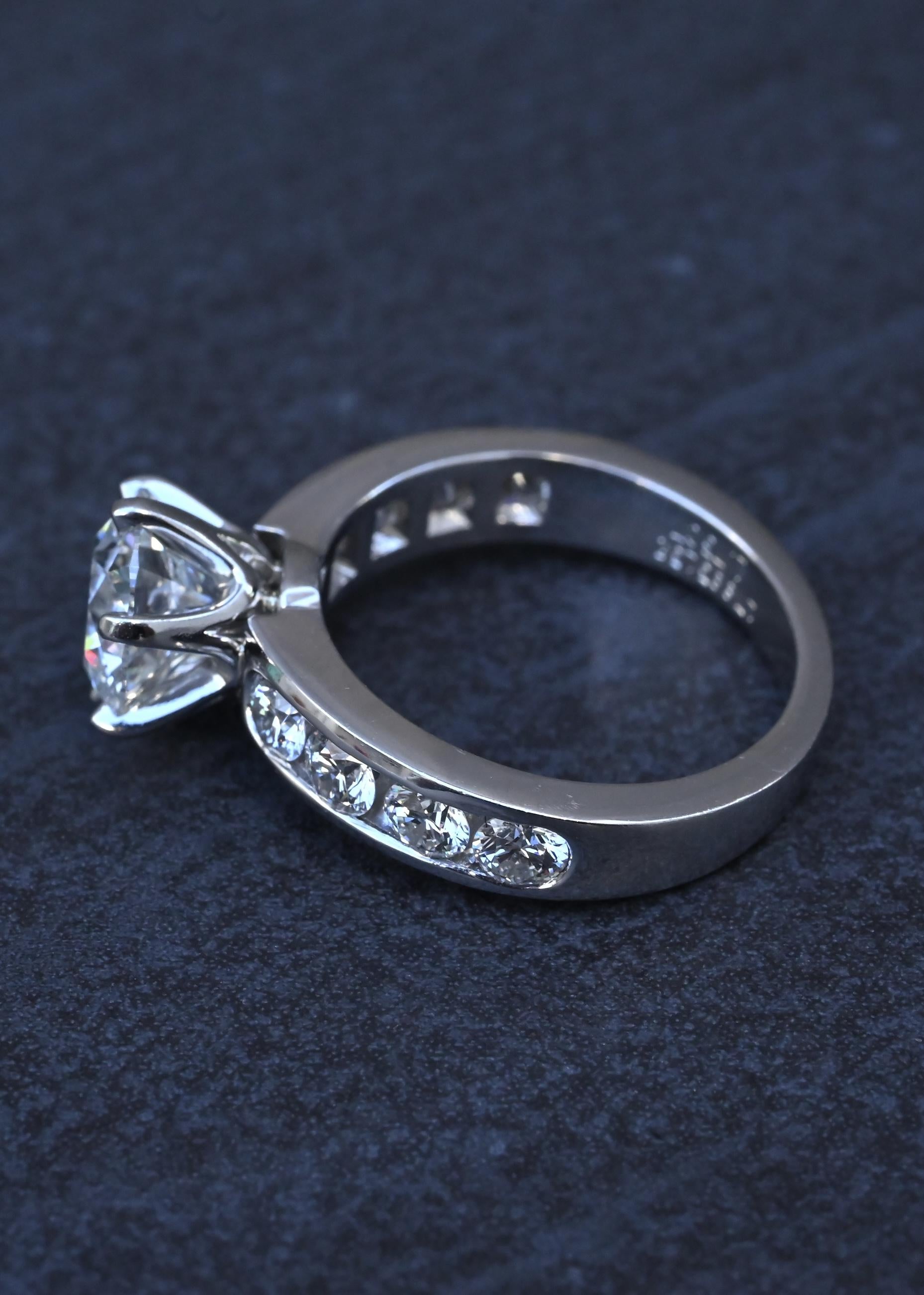 Tiffany & Co 2.51 TCW Platinum Diamond Engagement Ring 1.73ct G VS1 Complete Set