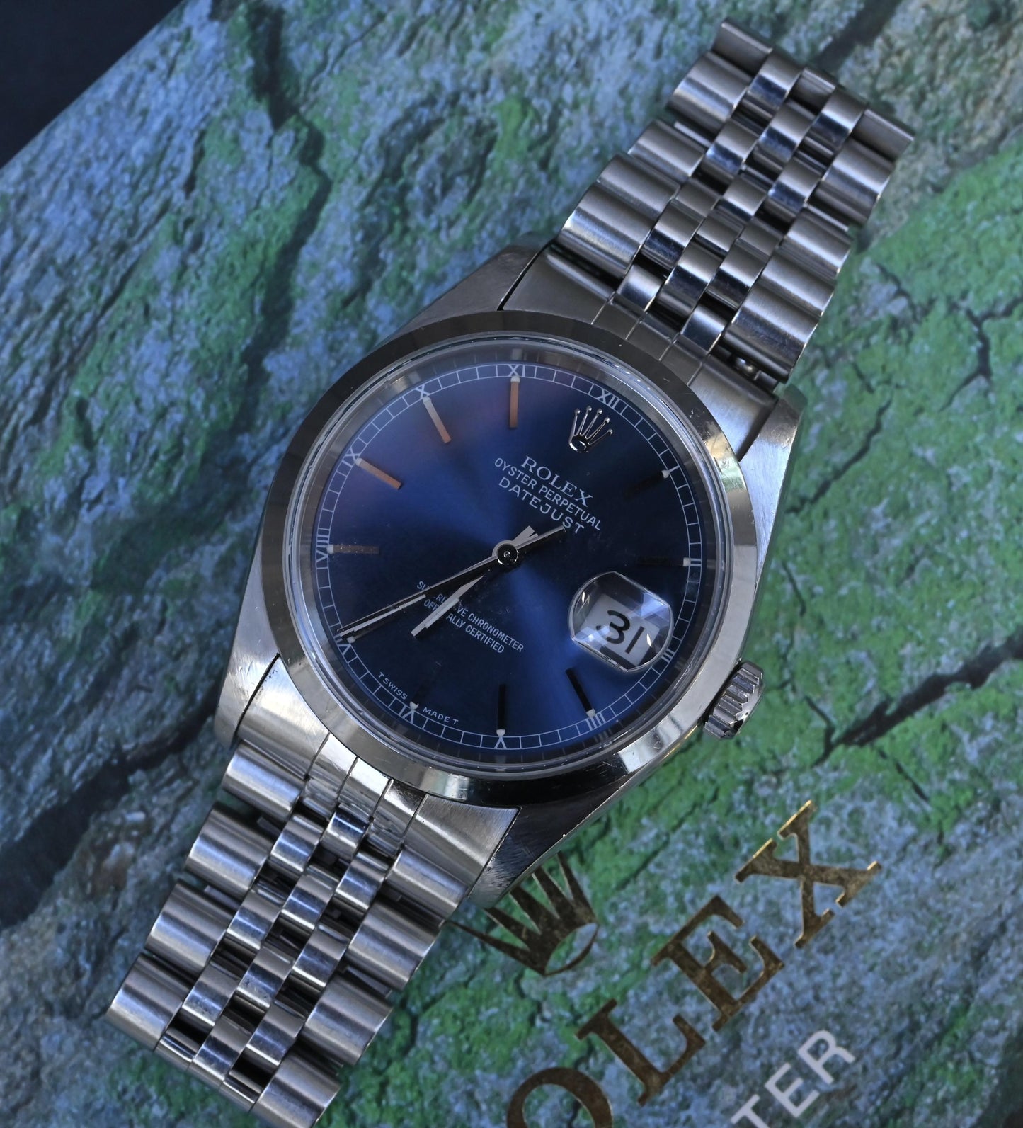 Rolex Datejust 36mm 16200 Blue Dial Jubilee Steel Watch Box Papers U-Serial 1997