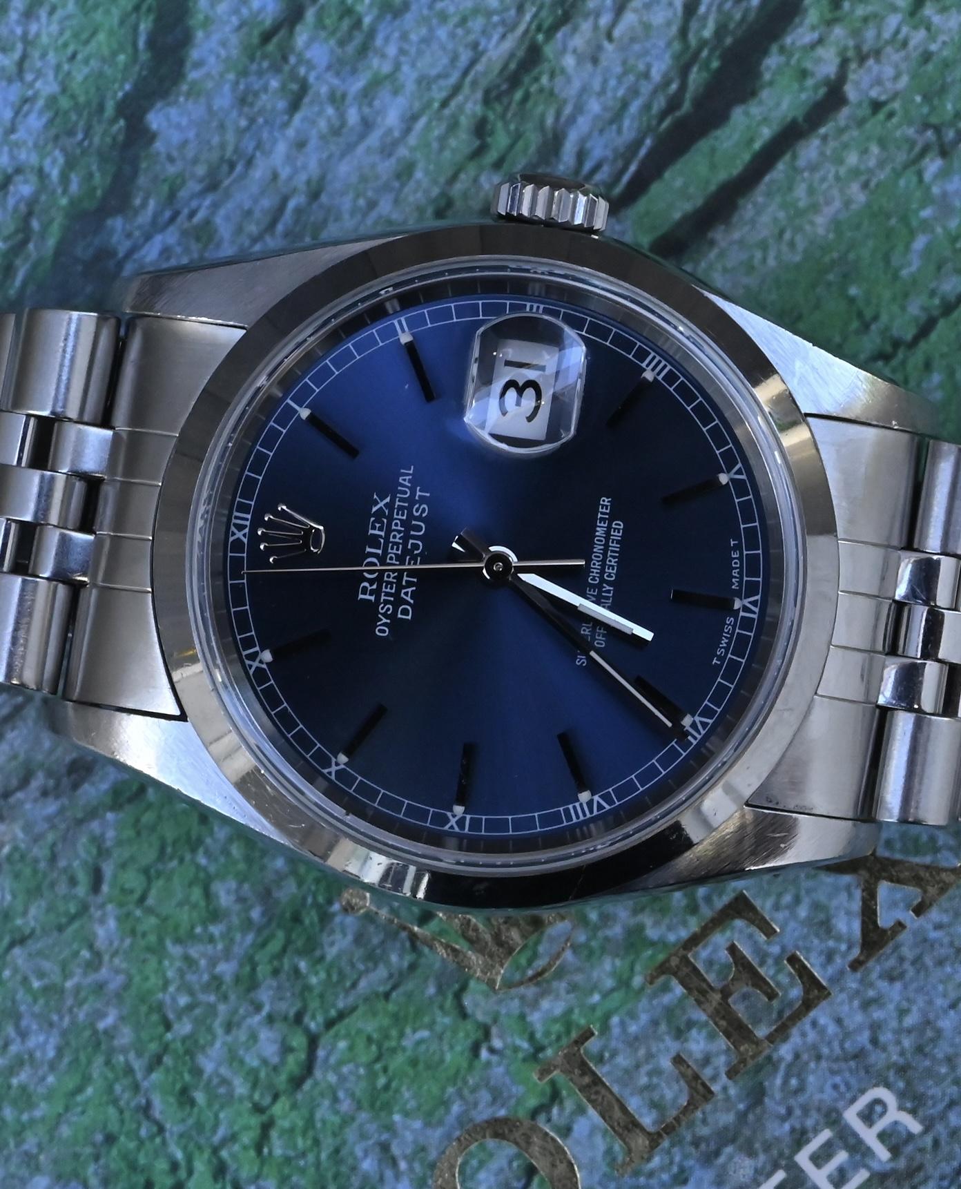Rolex Datejust 36mm 16200 Blue Dial Jubilee Steel Watch Box Papers U-Serial 1997
