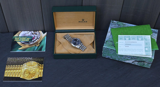 Rolex Datejust 36mm 16200 Blue Dial Jubilee Steel Watch Box Papers U-Serial 1997