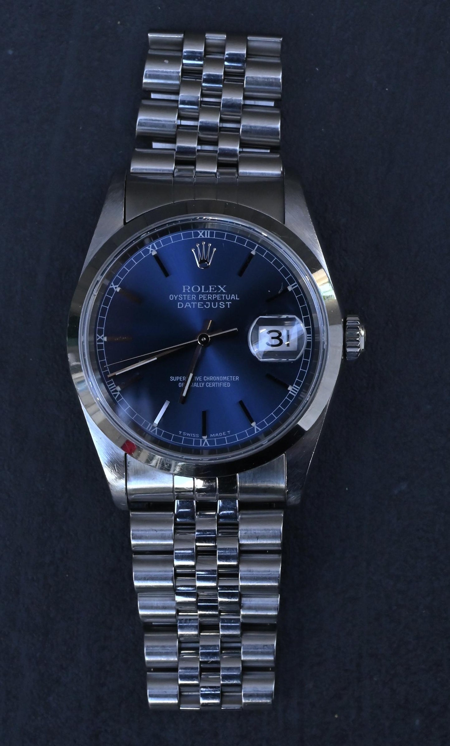Rolex Datejust 36mm 16200 Blue Dial Jubilee Steel Watch Box Papers U-Serial 1997