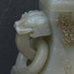 Large Antique Chinese Archaistic Hand-Carved Jade Covered Vase