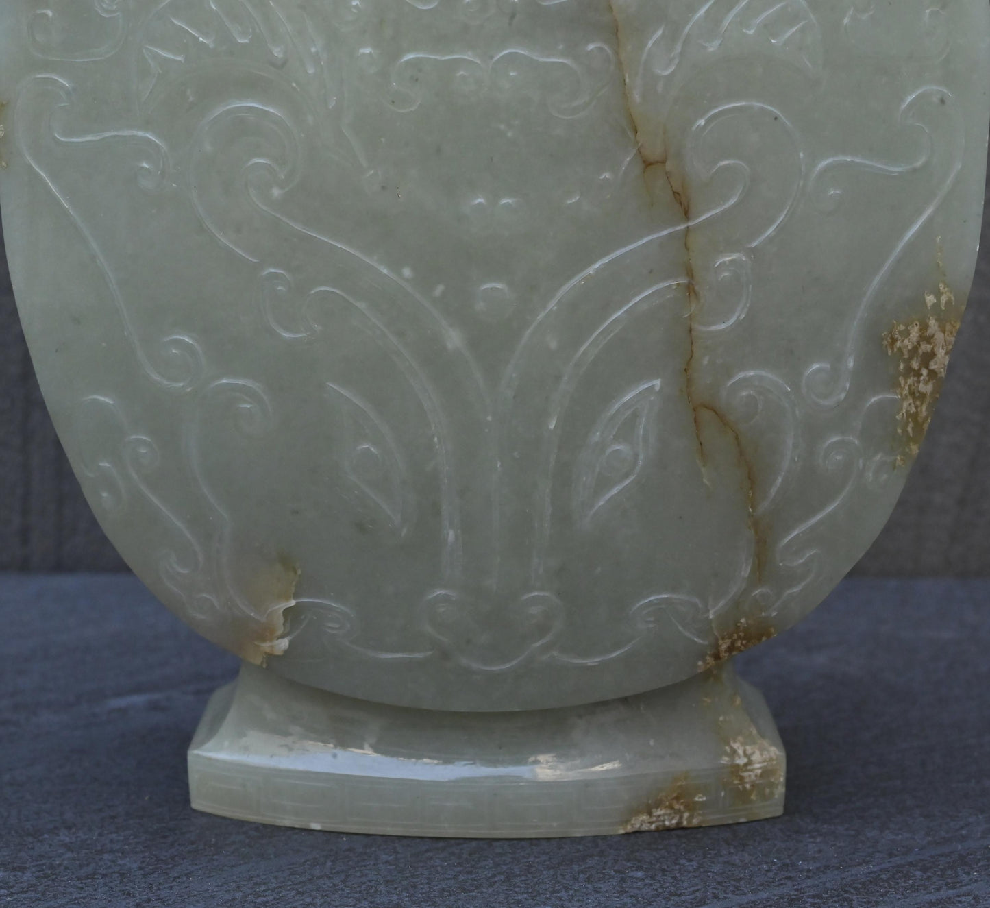 Large Antique Chinese Archaistic Hand-Carved Jade Covered Vase