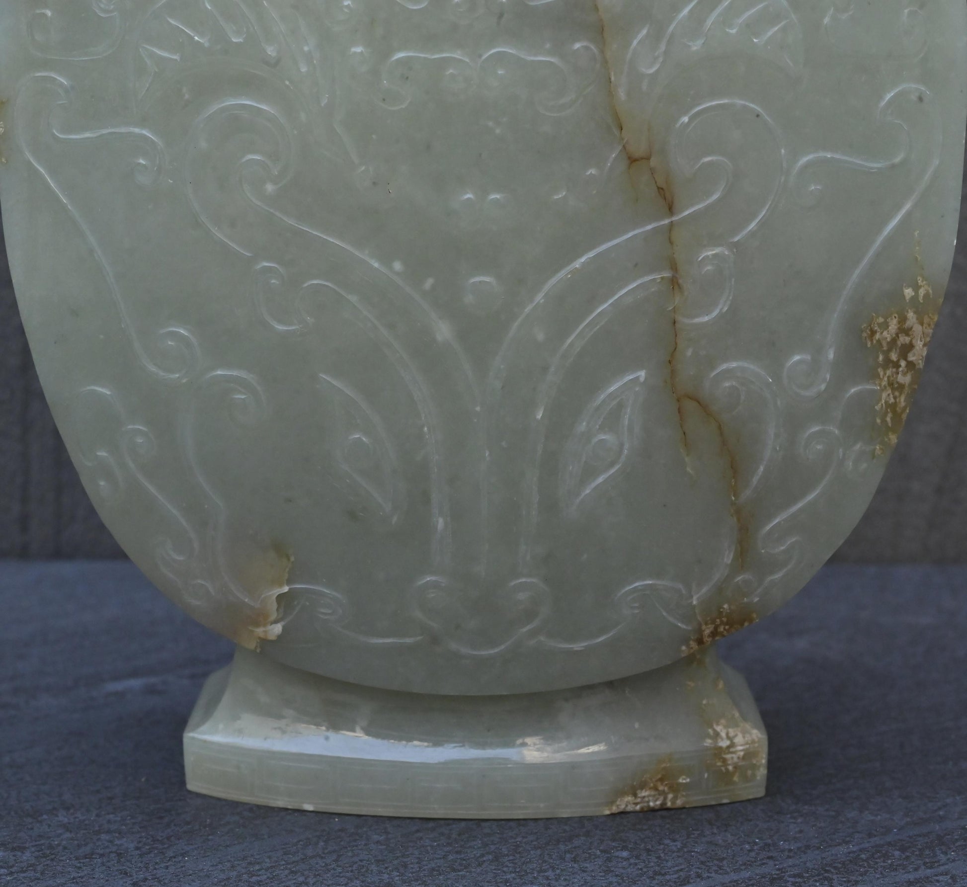 Large Antique Chinese Archaistic Hand-Carved Jade Covered Vase