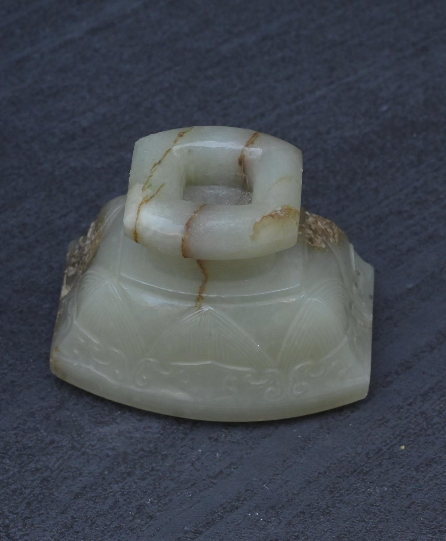 Large Antique Chinese Archaistic Hand-Carved Jade Covered Vase
