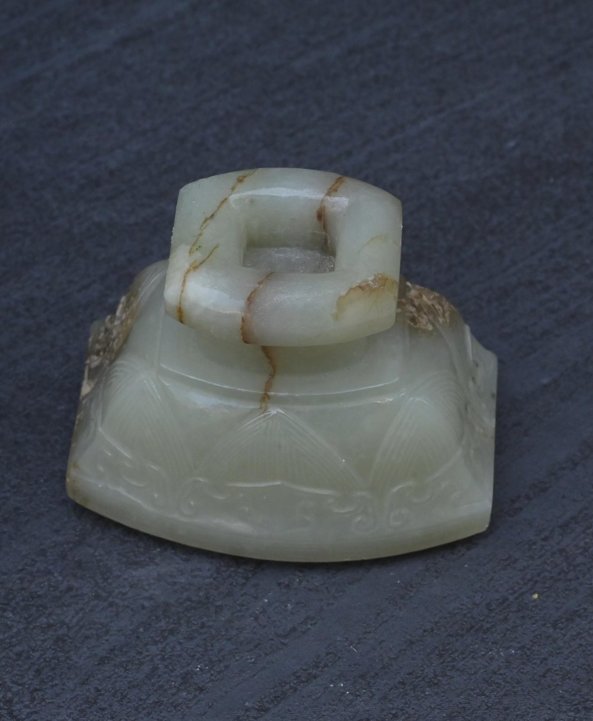 Large Antique Chinese Archaistic Hand-Carved Jade Covered Vase