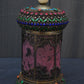 Antique Chinese Silver Enamel Tea Caddy With Fine Gems All Around