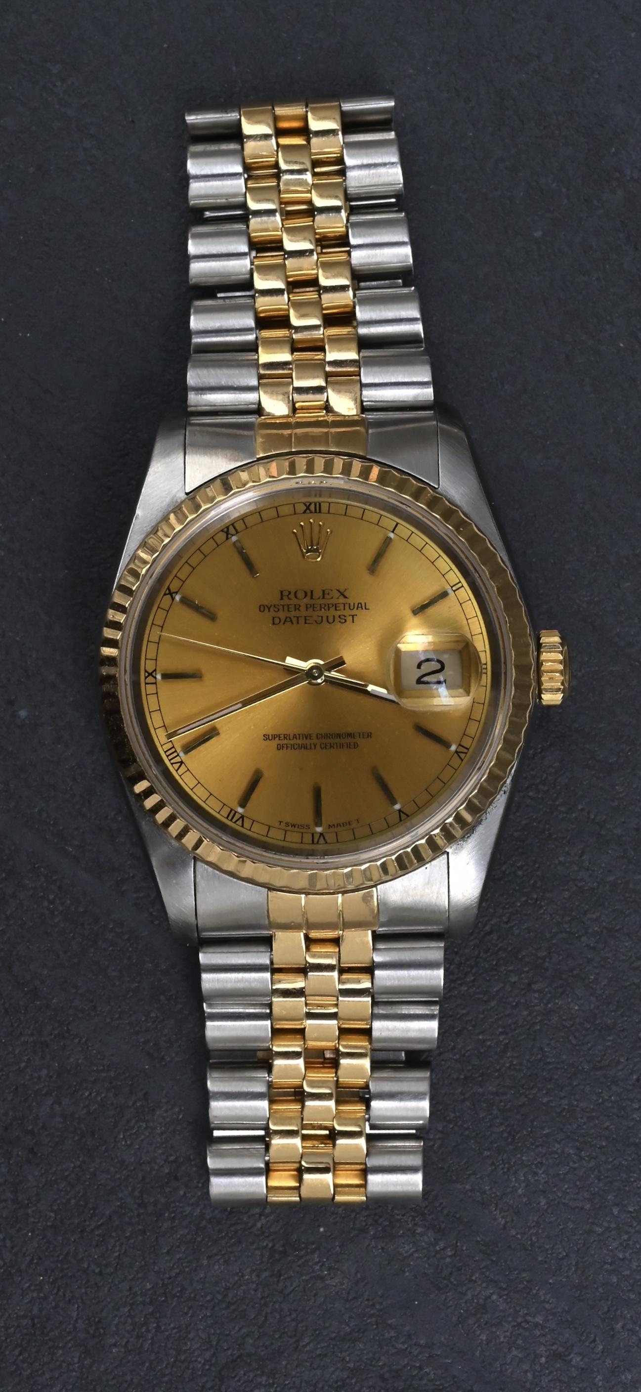 Rolex Datejust 36 Ref. 16233 Two-Tone 18k Gold SS Champagne Stick Dial L Series
