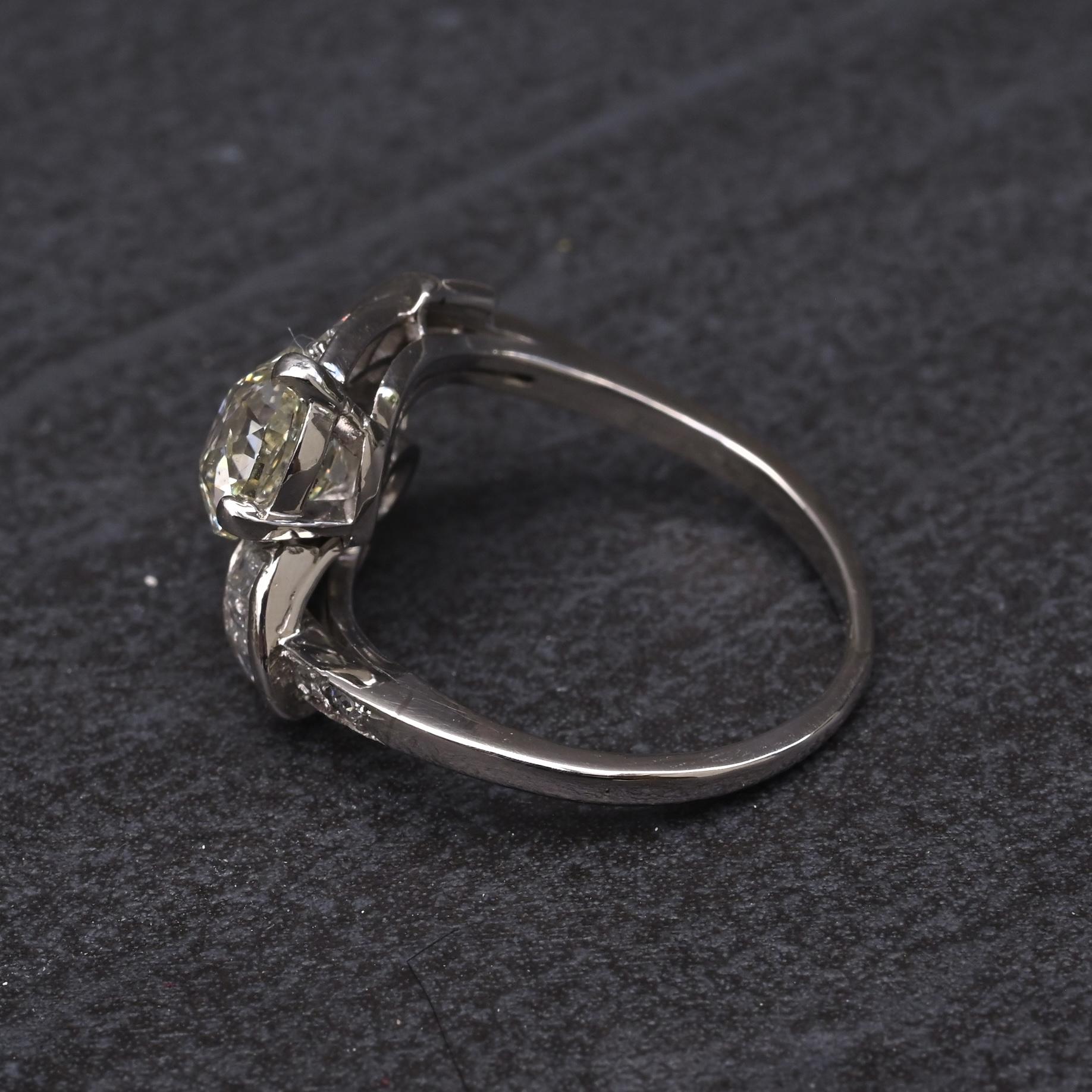 Fine Art Deco Period 2.47 Carats GIA Toi et Moi Diamond Engagement Ring