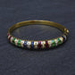 18K Yellow Gold Ruby, Sapphire, Emerald, Diamond Hinged Bangle Bracelet 9.00 TCW