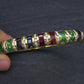 18K Yellow Gold Ruby, Sapphire, Emerald, Diamond Hinged Bangle Bracelet 9.00 TCW