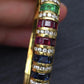 18K Yellow Gold Ruby, Sapphire, Emerald, Diamond Hinged Bangle Bracelet 9.00 TCW