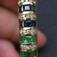 18K Yellow Gold Ruby, Sapphire, Emerald, Diamond Hinged Bangle Bracelet 9.00 TCW