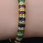 18K Yellow Gold Ruby, Sapphire, Emerald, Diamond Hinged Bangle Bracelet 9.00 TCW