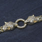 IGI Certified 14K Yellow Gold Panther Motif Diamond & Sapphire Link Bracelet