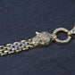 IGI Certified 14K Yellow Gold Panther Motif Diamond & Sapphire Link Bracelet