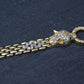 IGI Certified 14K Yellow Gold Panther Motif Diamond & Sapphire Link Bracelet