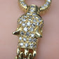 IGI Certified 14K Yellow Gold Panther Motif Diamond & Sapphire Link Bracelet