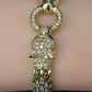 IGI Certified 14K Yellow Gold Panther Motif Diamond & Sapphire Link Bracelet