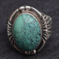 Outstanding American Indian Navajo Men’s Ring Fabulous Turquoise Circle JW