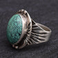 Outstanding American Indian Navajo Men’s Ring Fabulous Turquoise Circle JW