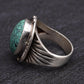 Outstanding American Indian Navajo Men’s Ring Fabulous Turquoise Circle JW