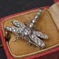 18K White Gold Dragonfly Diamond Brooch Pin 0.65ctw VS Clarity Pavé Pin