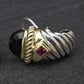 David Yurman Sterling Silver 14K Gold Cable Earrings Onyx & Pink Tourmaline