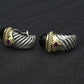 David Yurman Sterling Silver 14K Gold Cable Earrings Onyx & Pink Tourmaline