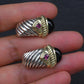 David Yurman Sterling Silver 14K Gold Cable Earrings Onyx & Pink Tourmaline