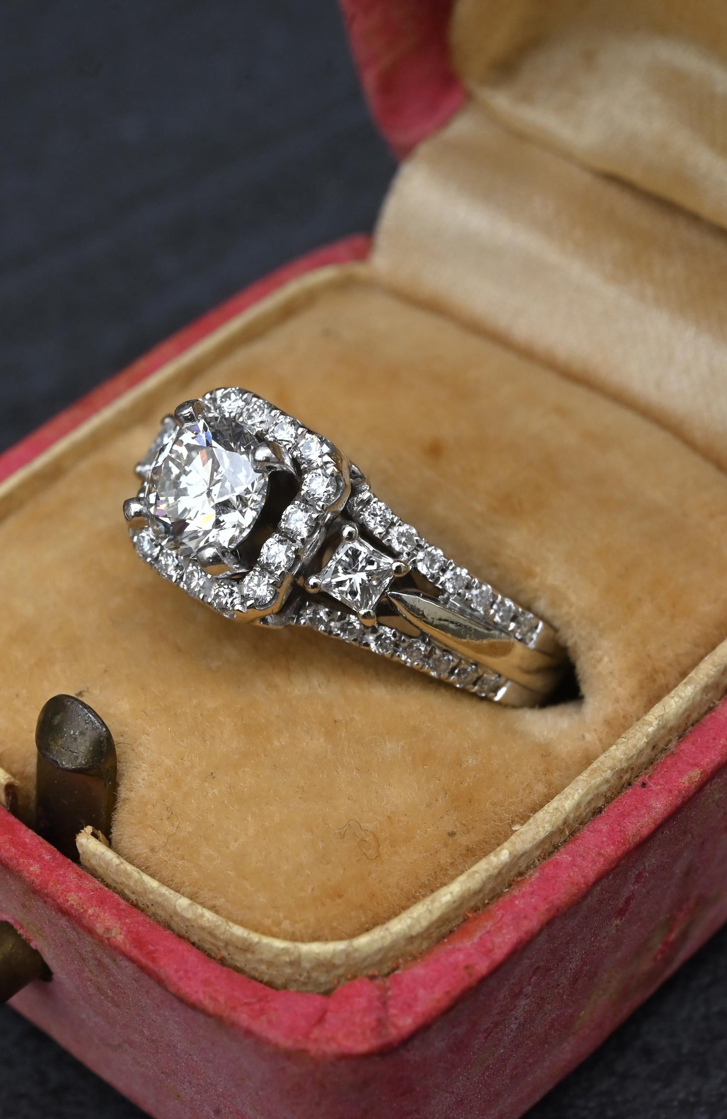 14K White Gold Halo Diamond Engagement Ring 1.47 TCW IGI Certified
