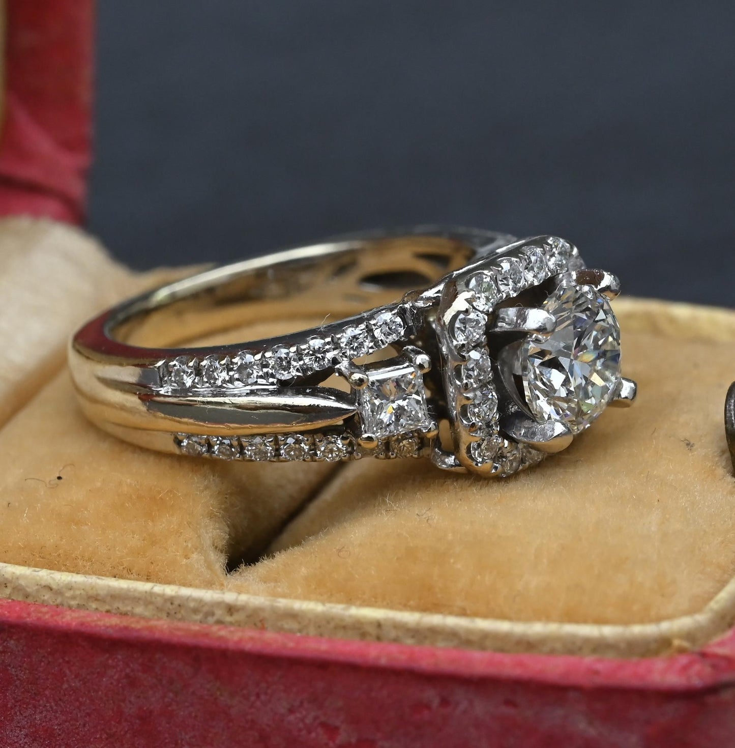 14K White Gold Halo Diamond Engagement Ring 1.47 TCW IGI Certified