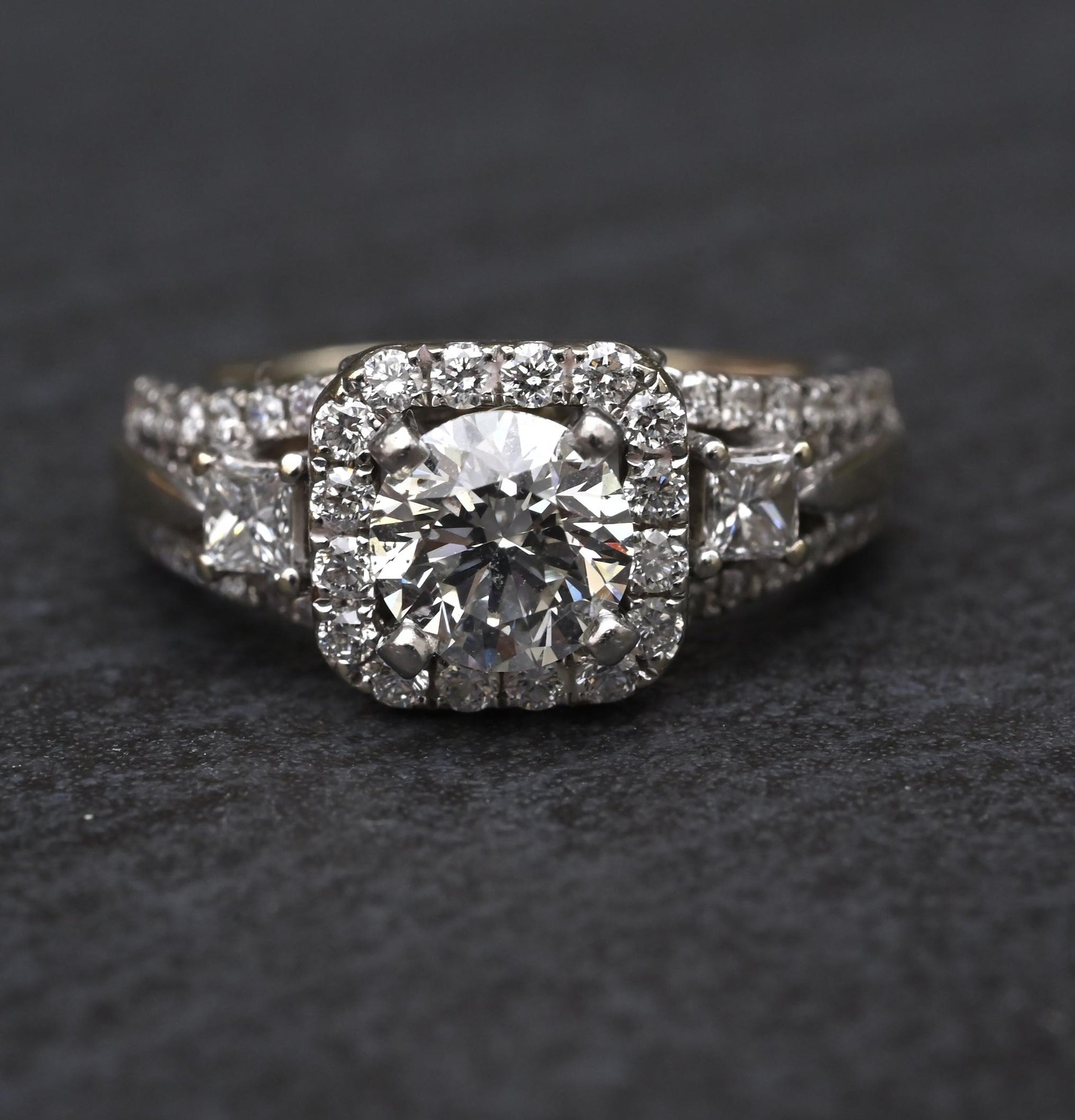 14K White Gold Halo Diamond Engagement Ring 1.47 TCW IGI Certified