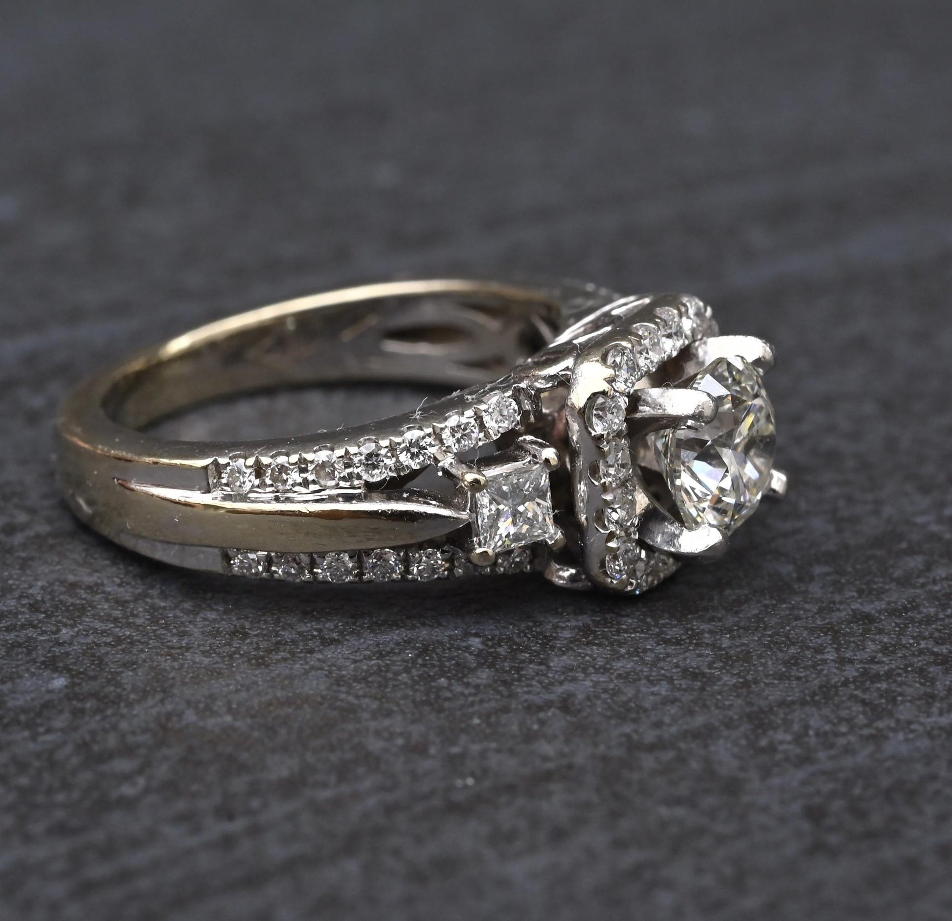 14K White Gold Halo Diamond Engagement Ring 1.47 TCW IGI Certified