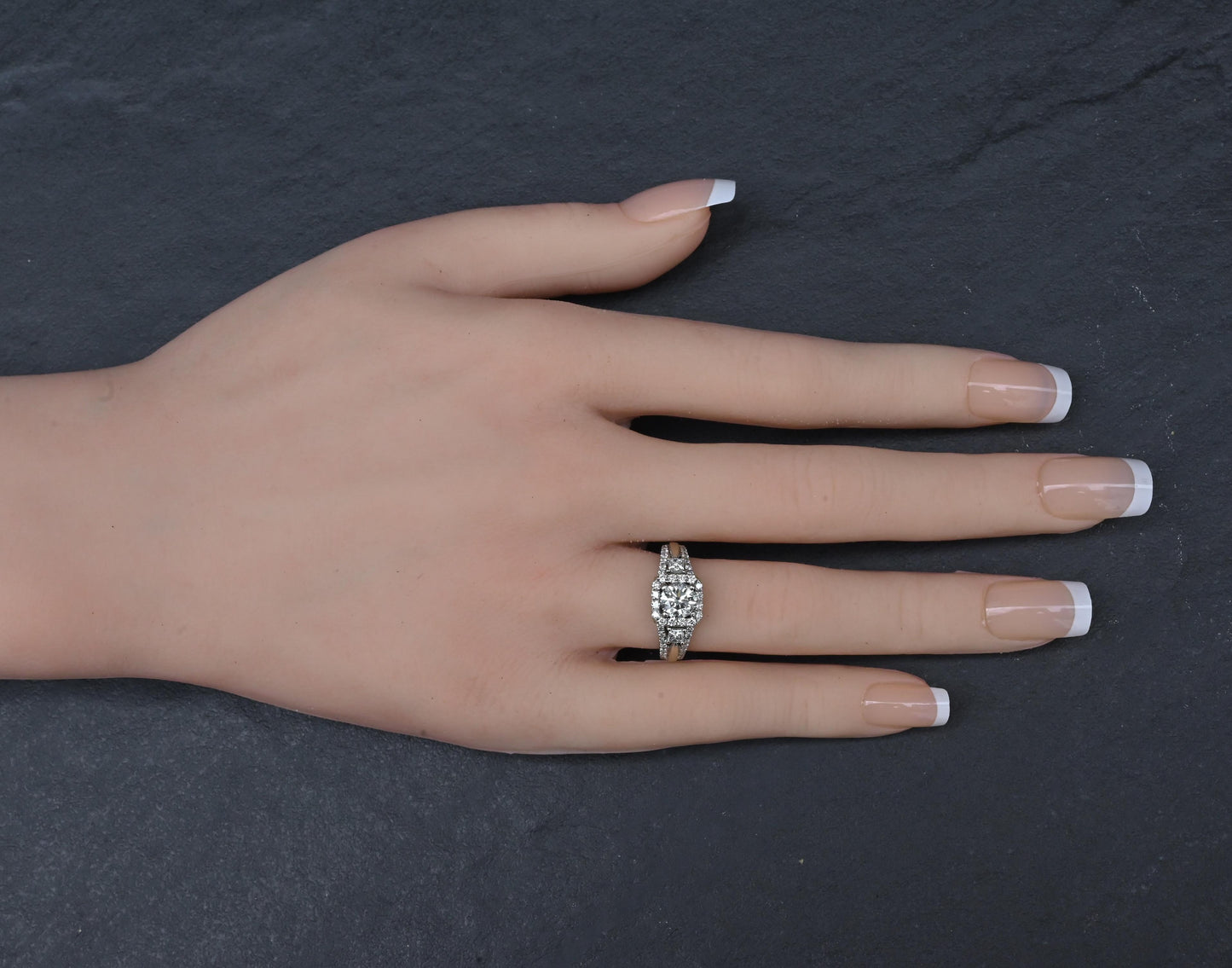 14K White Gold Halo Diamond Engagement Ring 1.47 TCW IGI Certified