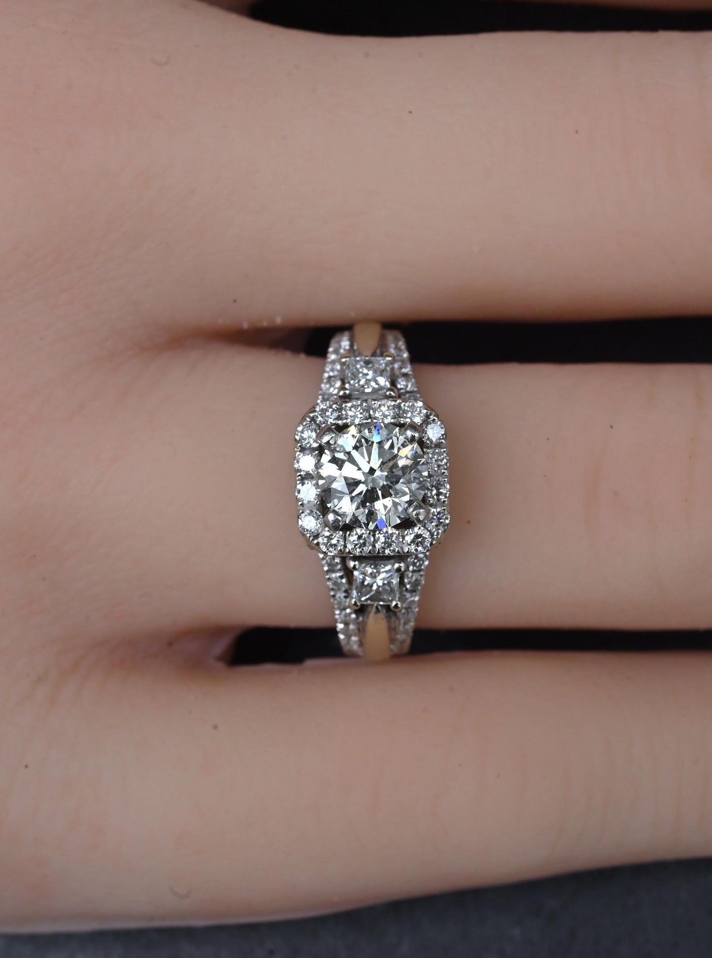 14K White Gold Halo Diamond Engagement Ring 1.47 TCW IGI Certified