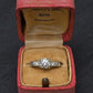 Mid-Century Vintage 14K Yellow & White Gold 3-Stone Diamond Ring | IGI Certified