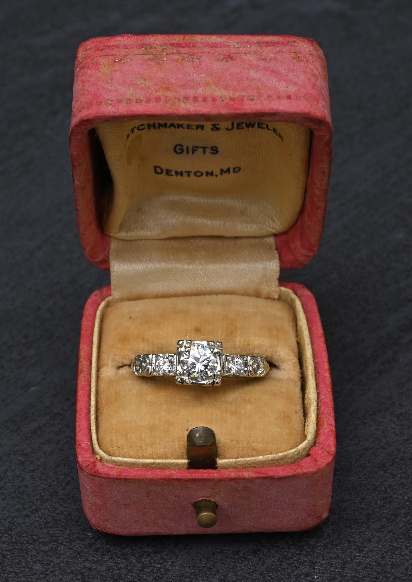 Mid-Century Vintage 14K Yellow & White Gold 3-Stone Diamond Ring | IGI Certified