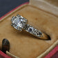 Mid-Century Vintage 14K Yellow & White Gold 3-Stone Diamond Ring | IGI Certified