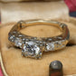 Mid-Century Vintage 14K Yellow & White Gold 3-Stone Diamond Ring | IGI Certified
