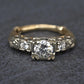 Mid-Century Vintage 14K Yellow & White Gold 3-Stone Diamond Ring | IGI Certified