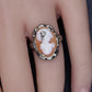 Antique 14K White Gold Habille Diamond Lady Cameo Ornate Filigree Ring 7.25