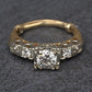 Mid-Century Vintage 14K Yellow & White Gold 3-Stone Diamond Ring | IGI Certified