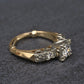 Mid-Century Vintage 14K Yellow & White Gold 3-Stone Diamond Ring | IGI Certified