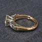 Mid-Century Vintage 14K Yellow & White Gold 3-Stone Diamond Ring | IGI Certified