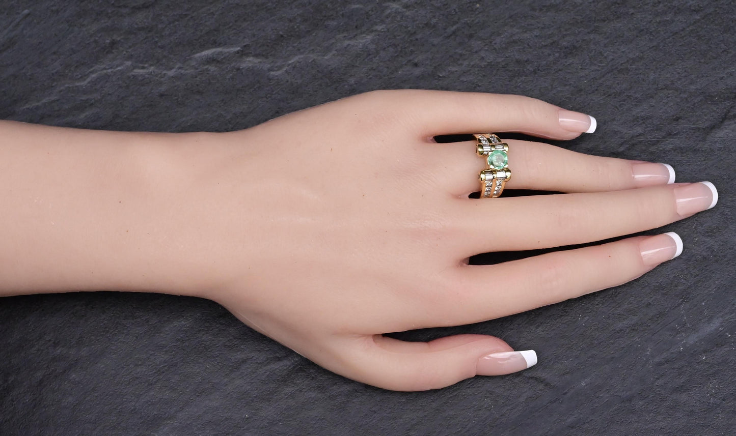 14K Yellow Gold Emerald & Diamond Ring – 7.28 Grams, Size 7.25